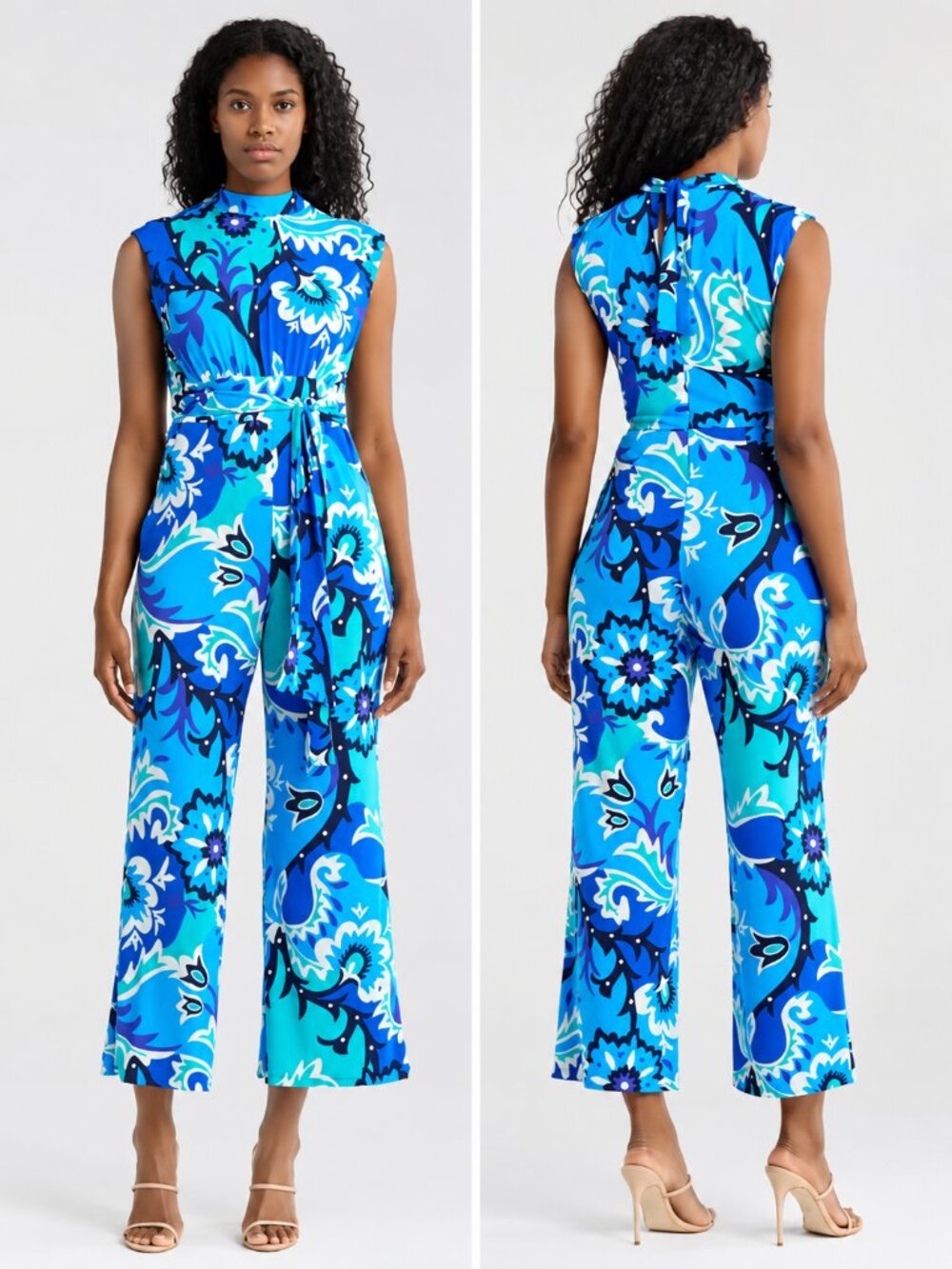 Donna Morgan Sleeveless Mock Neck Wide Leg Jersey Jumpsuit Size 14 NWT